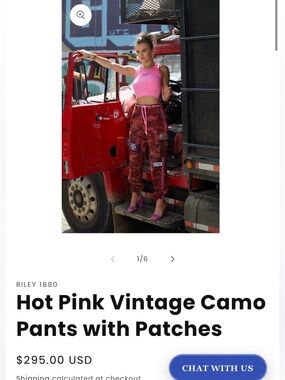 Riley Vintage Hot Pink Camo Cargo Pants Size S